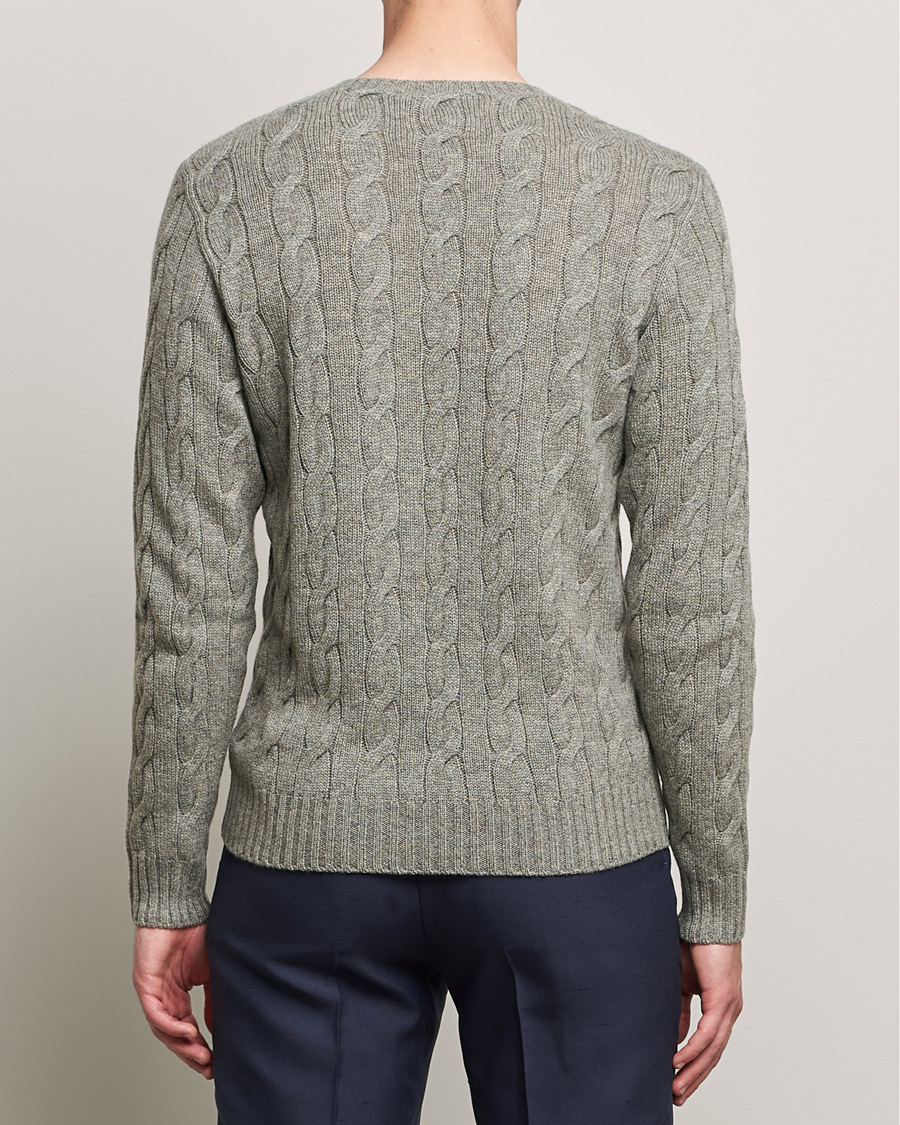 Herren | Pullover | Ralph Lauren Purple Label | Cashmere Cable Crewneck Light Grey