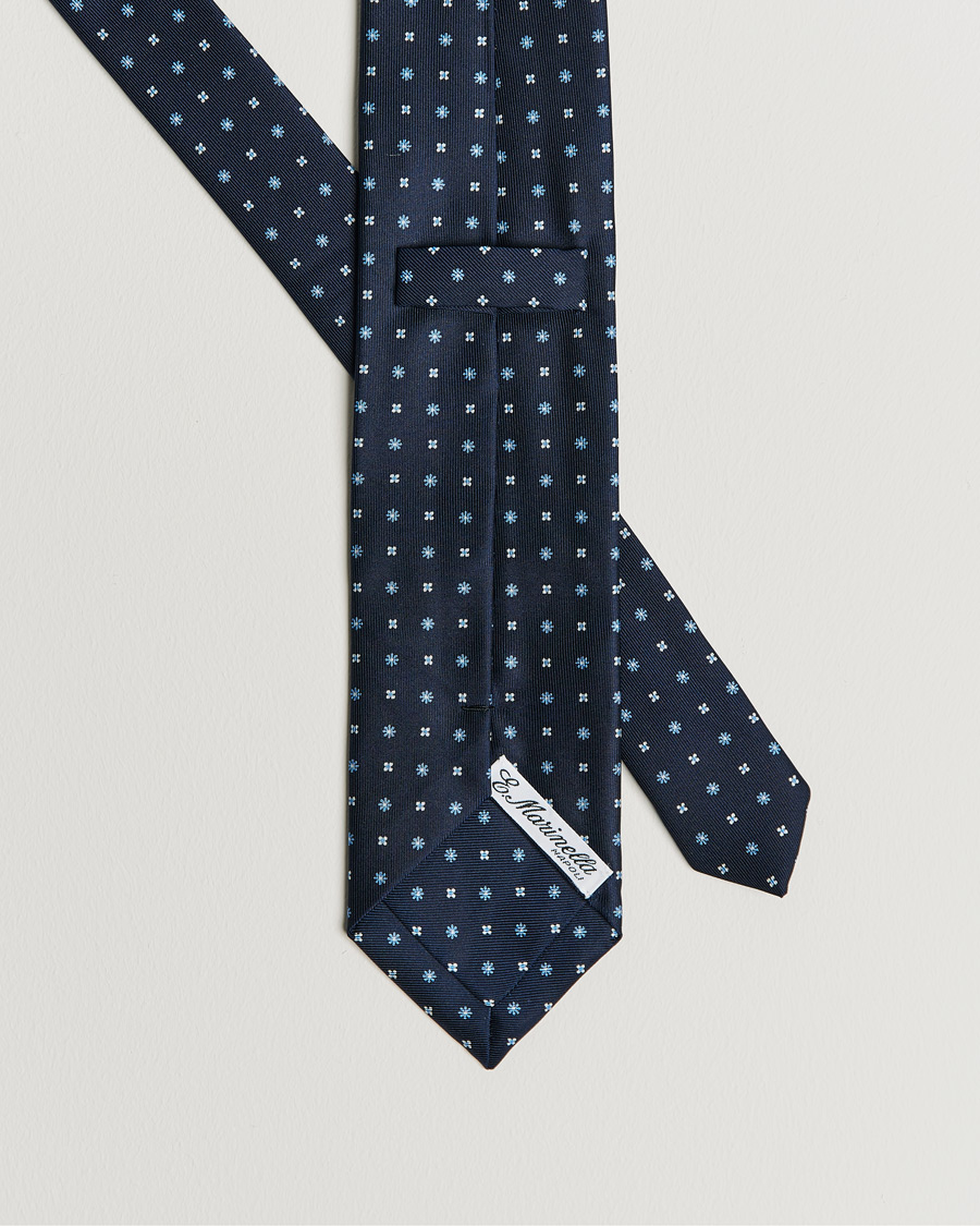 Herren | E. Marinella 3-Fold Micro Pattern Silk Tie Navy | E. Marinella | 3-Fold Micro Pattern Silk Tie Navy