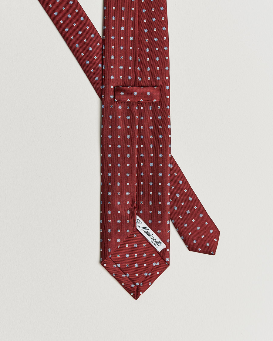 Herren | E. Marinella 3-Fold Micro Pattern Silk Tie Red | E. Marinella | 3-Fold Micro Pattern Silk Tie Red