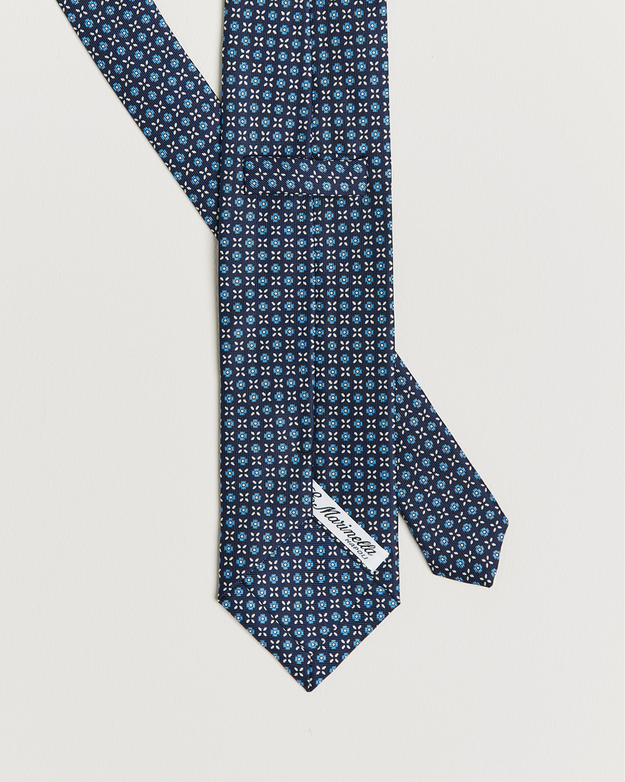Herren | E. Marinella 3-Fold Structured Silk Tie Dark Blue | E. Marinella | 3-Fold Structured Silk Tie Dark Blue