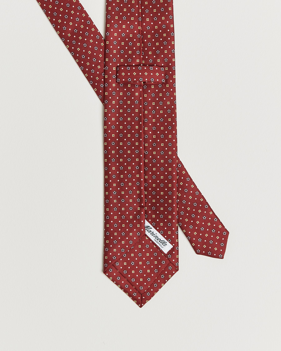 Herren | E. Marinella 3-Fold Flower Pattern Silk Tie Red | E. Marinella | 3-Fold Flower Pattern Silk Tie Red
