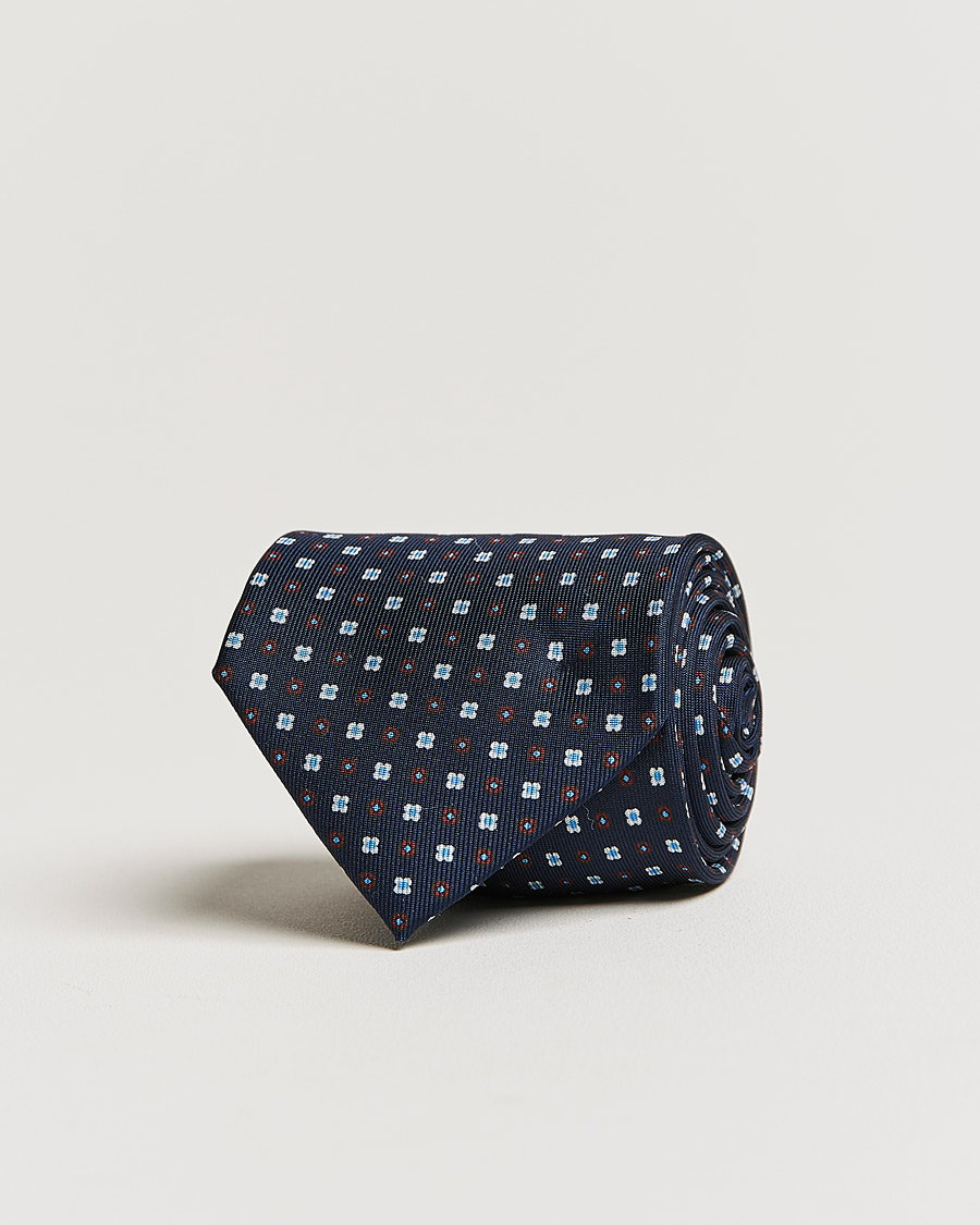 Herren | E. Marinella 3-Fold Micro Dot Silk Tie Navy | E. Marinella | 3-Fold Micro Dot Silk Tie Navy