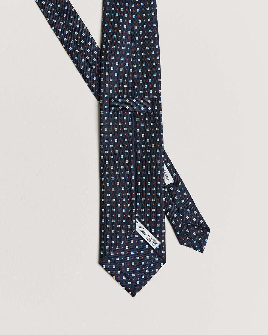 Herren | E. Marinella 3-Fold Micro Dot Silk Tie Navy | E. Marinella | 3-Fold Micro Dot Silk Tie Navy