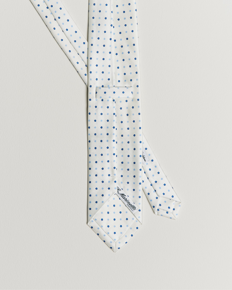 Herren | E. Marinella 3-Fold Flower Silk Tie White | E. Marinella | 3-Fold Flower Silk Tie White