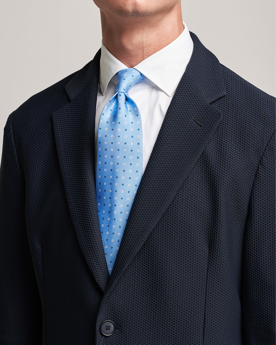 Herren | E. Marinella 3-Fold Flower Silk Tie Light Blue | E. Marinella | 3-Fold Flower Silk Tie Light Blue