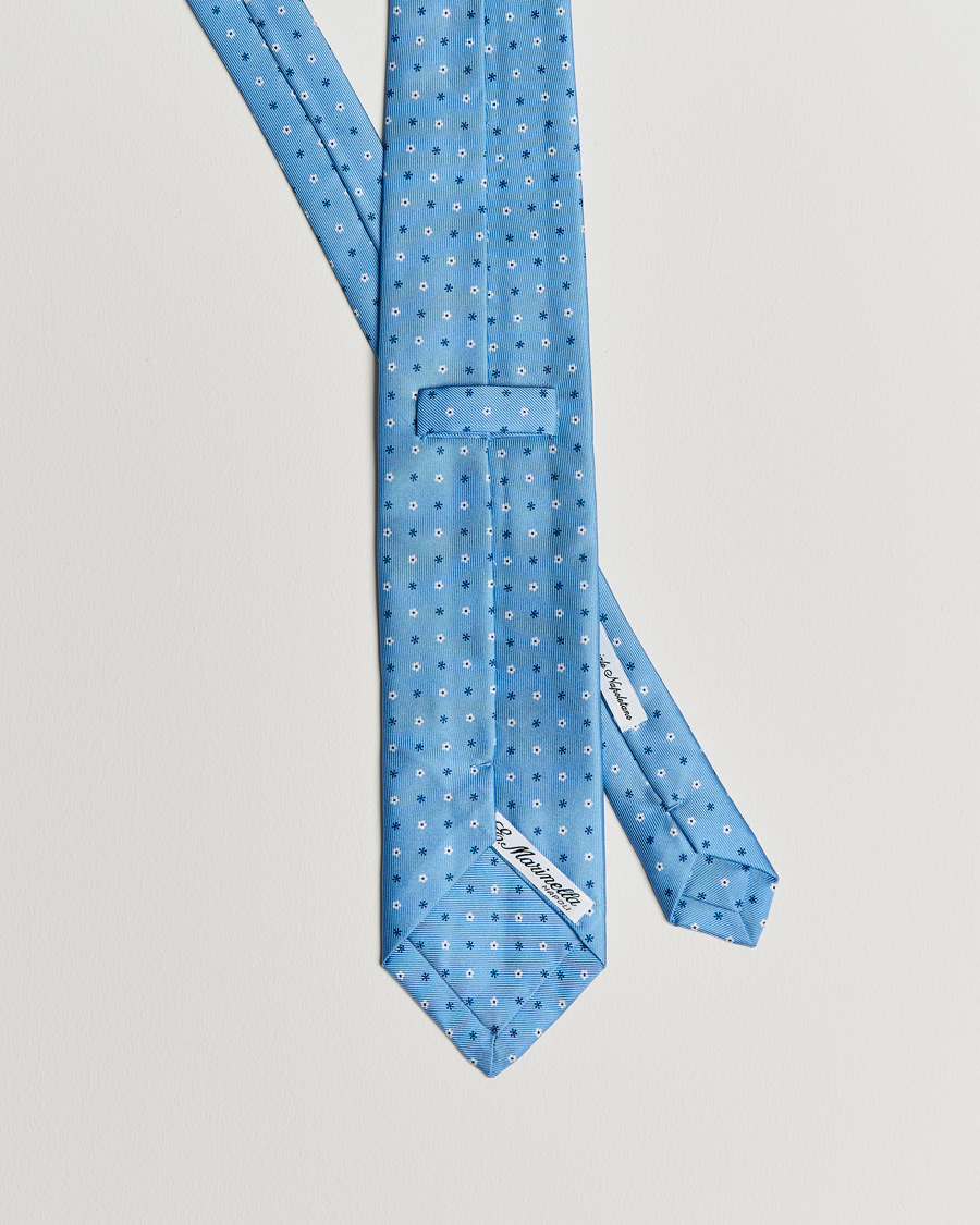Herren | E. Marinella 3-Fold Flower Silk Tie Light Blue | E. Marinella | 3-Fold Flower Silk Tie Light Blue