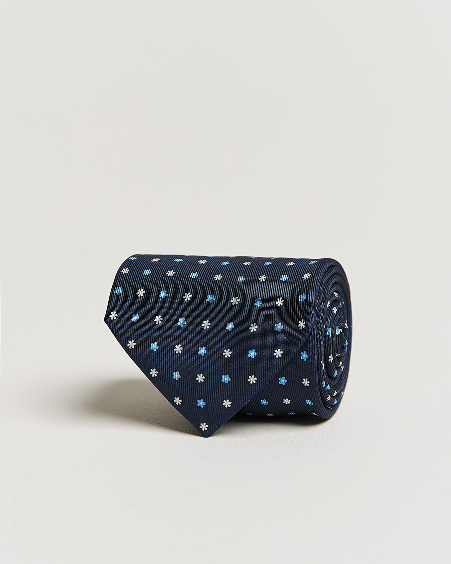 Herren | E. Marinella 3-Fold Flower Silk Tie Navy | E. Marinella | 3-Fold Flower Silk Tie Navy