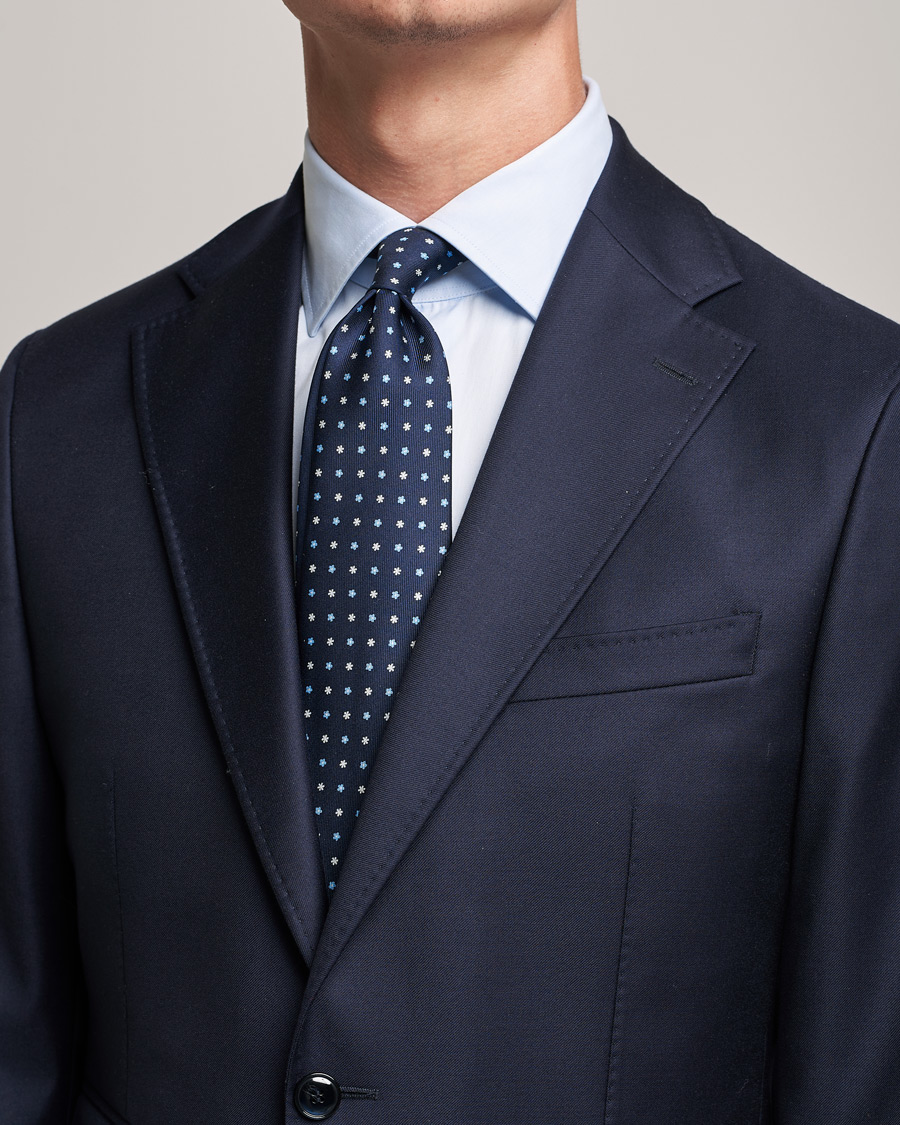 Herren | E. Marinella 3-Fold Flower Silk Tie Navy | E. Marinella | 3-Fold Flower Silk Tie Navy