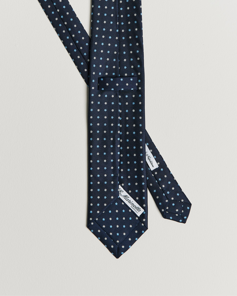 Herren | E. Marinella 3-Fold Flower Silk Tie Navy | E. Marinella | 3-Fold Flower Silk Tie Navy