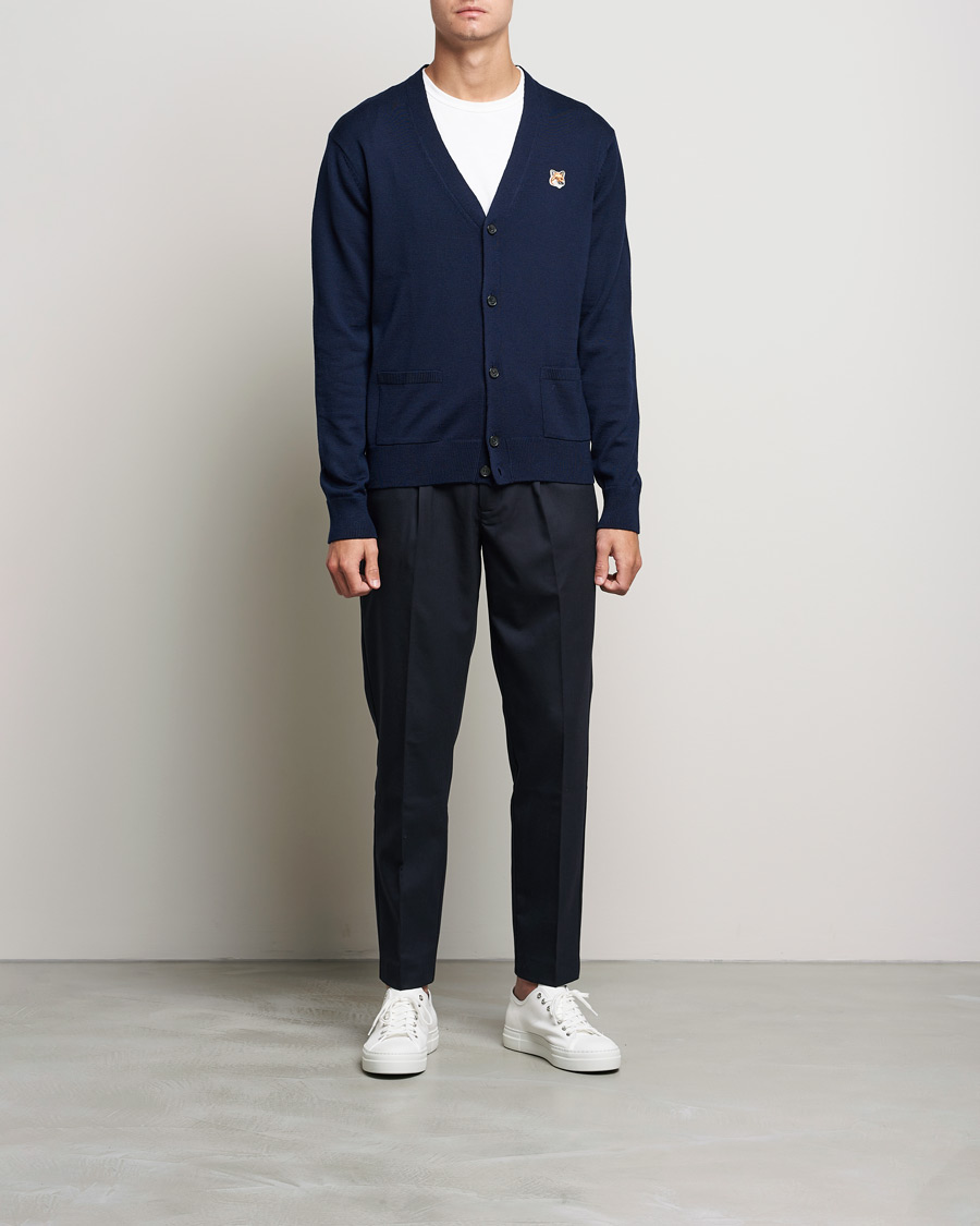 Herren | Pullover | Maison Kitsuné | Fox Head Wool Cardigan Navy