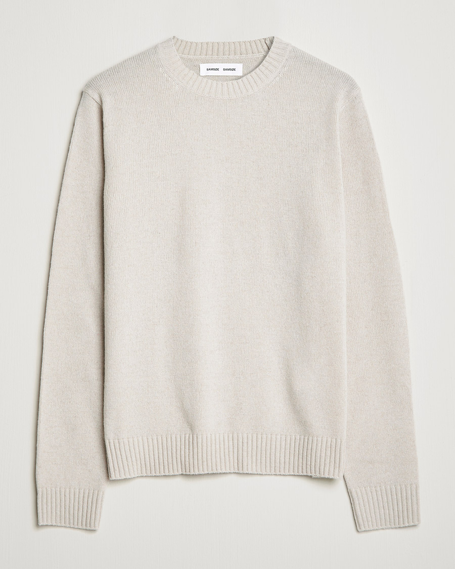 Herren | Pullover | Samsøe Samsøe | Samsøe & Samsøe Syllie Wool Crew Neck Oatmeal