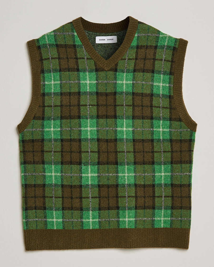 Herren | Pullover | Samsøe Samsøe | Samsøe & Samsøe James Fine Merino Knitted Vest Medium Green