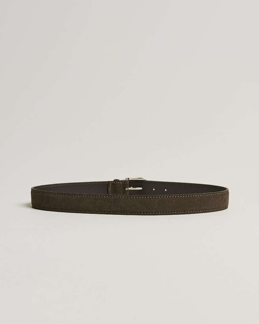 Herren | Orciani Suede Belt 3,5 cm Dark Brown | Orciani | Suede Belt 3,5 cm Dark Brown