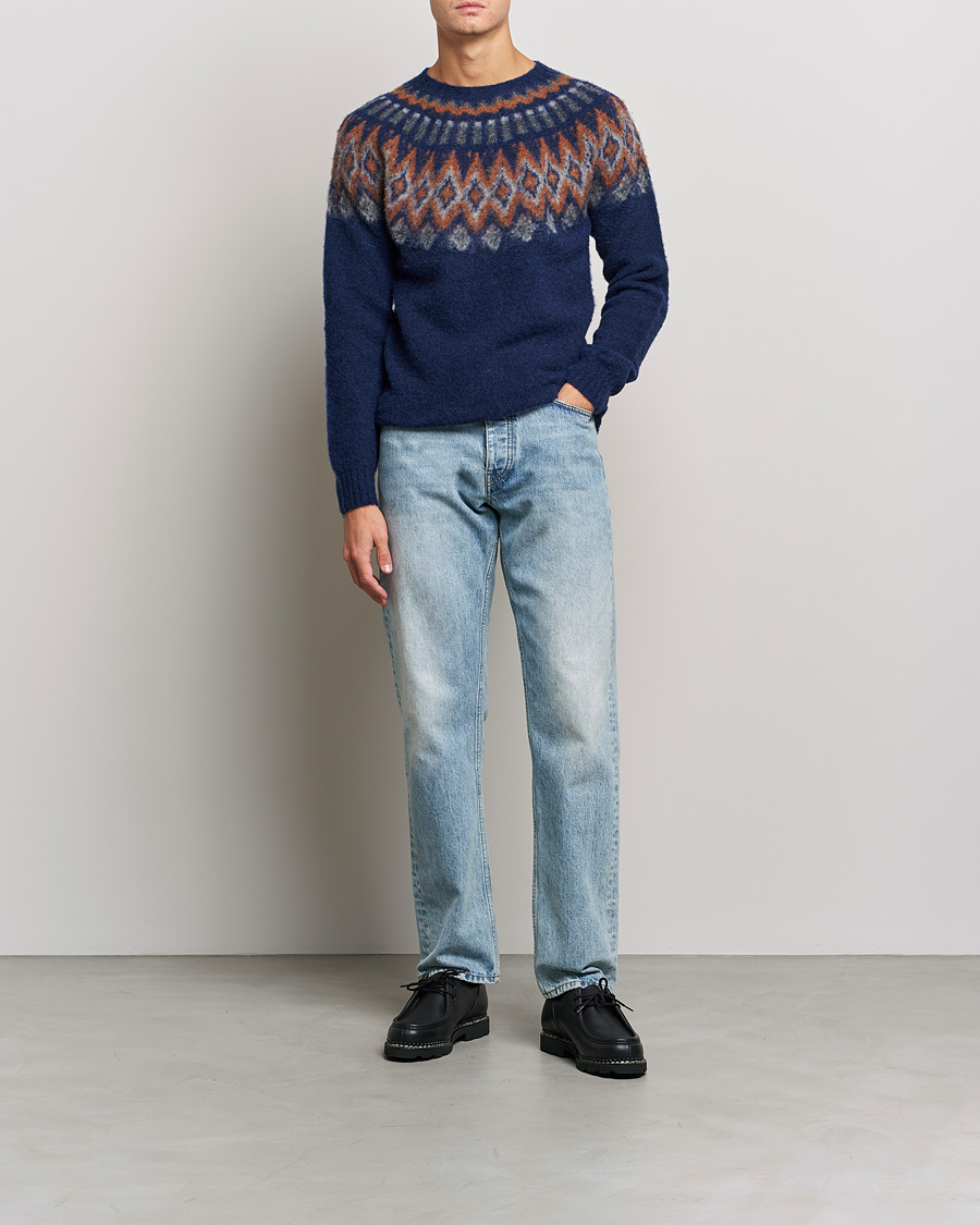Herren | Pullover | Howlin' | Brushed Wool Fair Isle Crew Sweater Magic Blue
