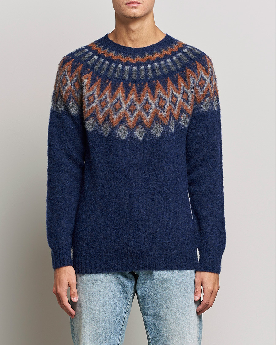 Herren | Pullover | Howlin' | Brushed Wool Fair Isle Crew Sweater Magic Blue