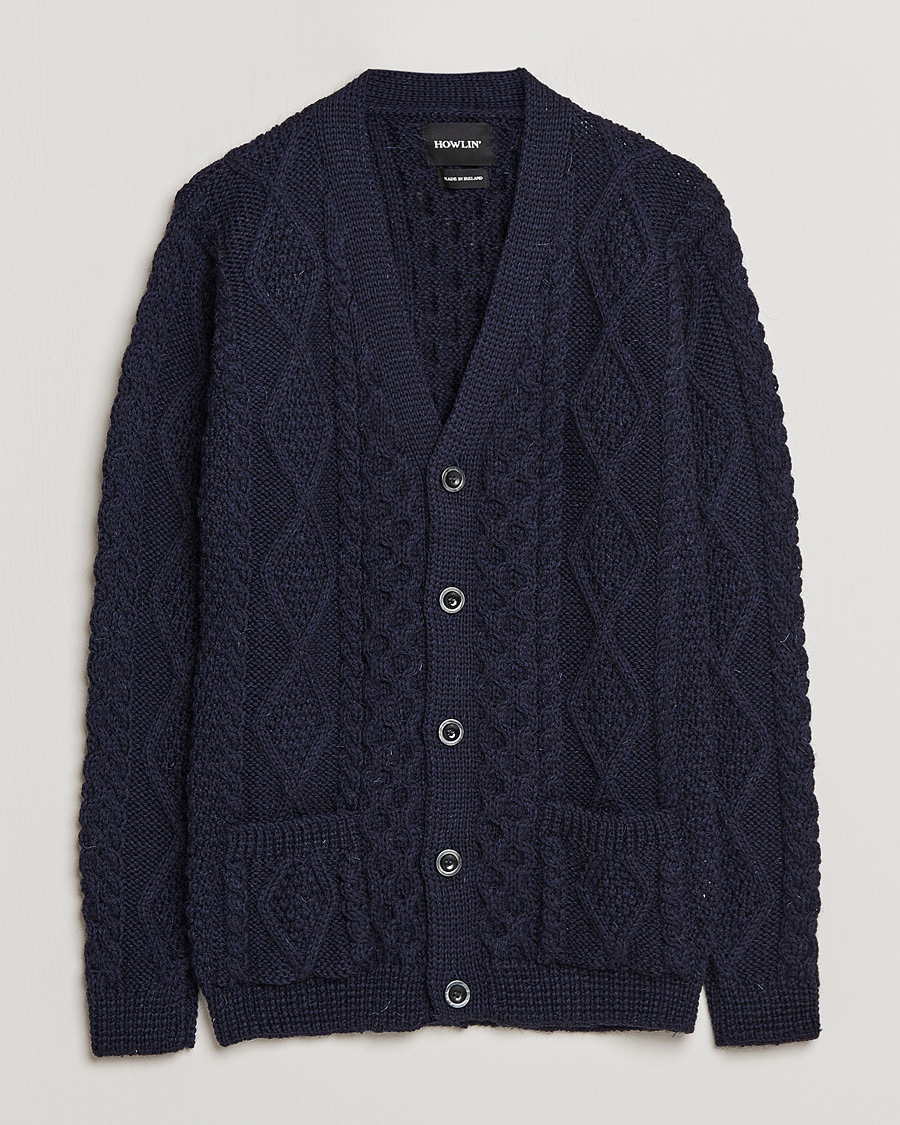 Herren | Pullover | Howlin' | Cable Knitted Wool Cardigan Navy
