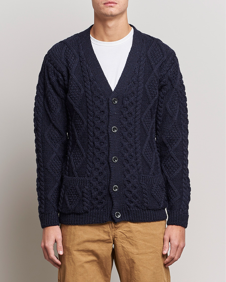 Herren | Pullover | Howlin' | Cable Knitted Wool Cardigan Navy