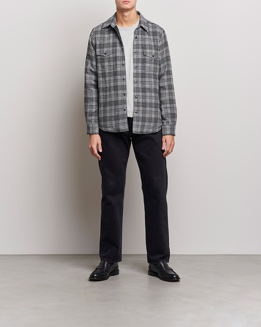 Herren | Jacken | Aspesi | Padded Wool Overshirt Grey Check
