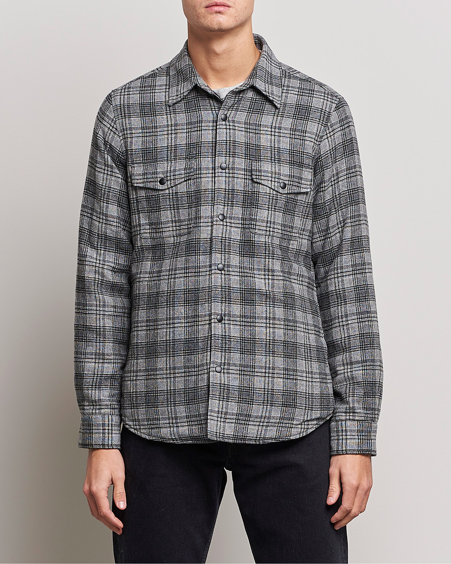 Herren | Jacken | Aspesi | Padded Wool Overshirt Grey Check