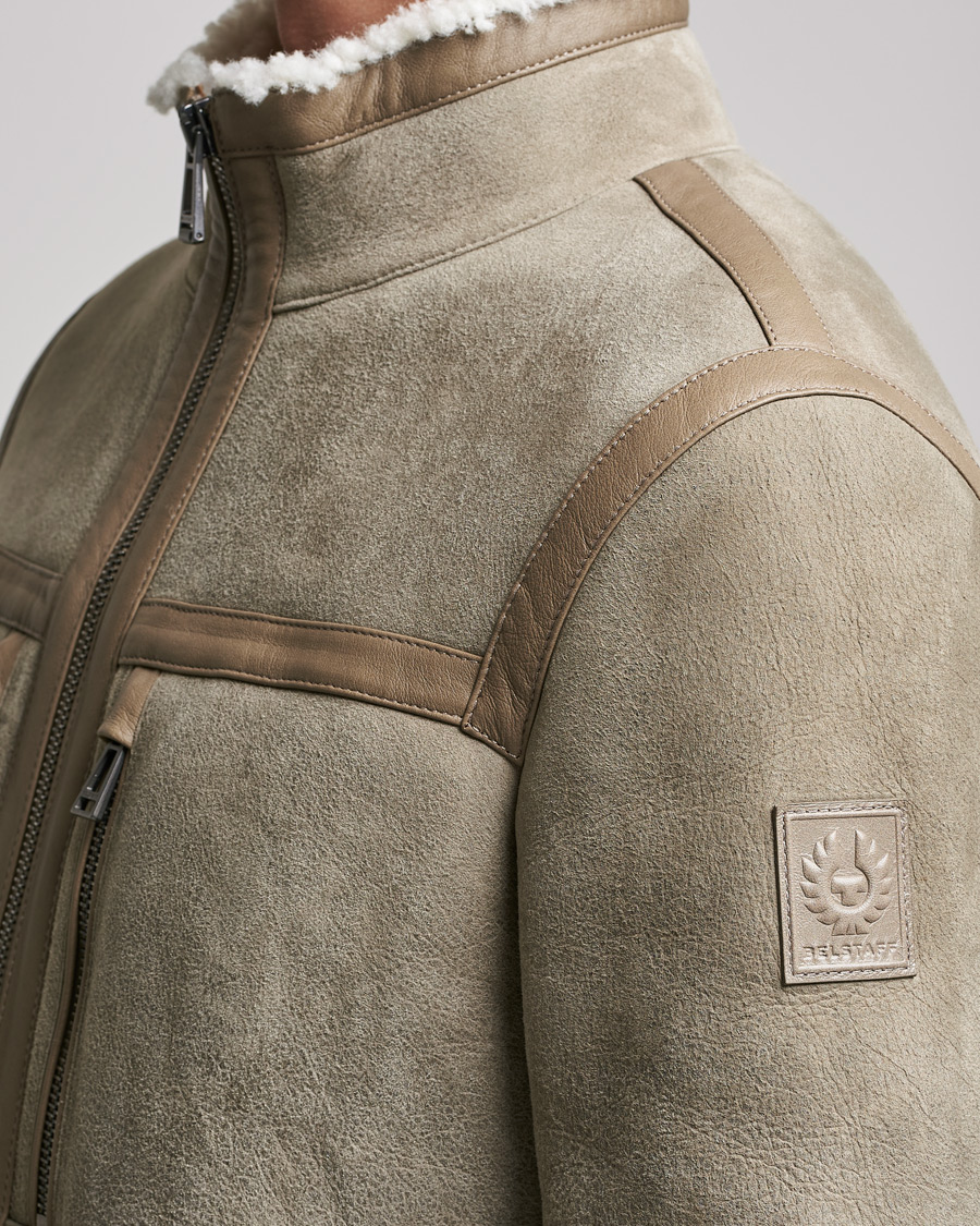 Herren | Jacken | Belstaff | Tundra Shearling Leather Jacket Dark Sand