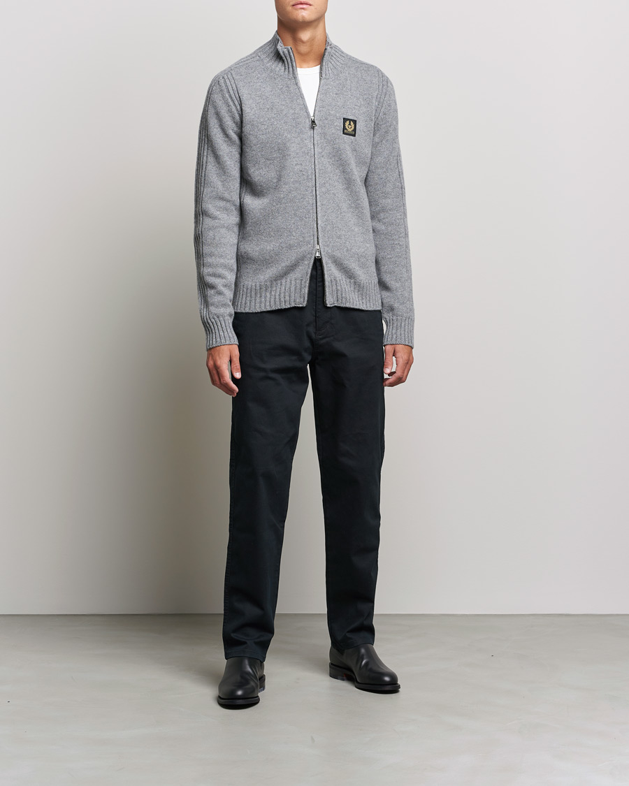 Herren | Pullover | Belstaff | Watch Full Zip Wool Cardigan Pale Grey Melange