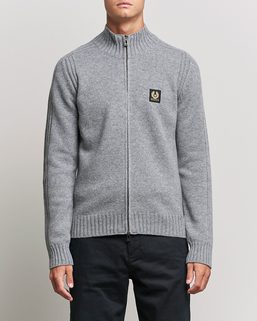 Herren | Pullover | Belstaff | Watch Full Zip Wool Cardigan Pale Grey Melange