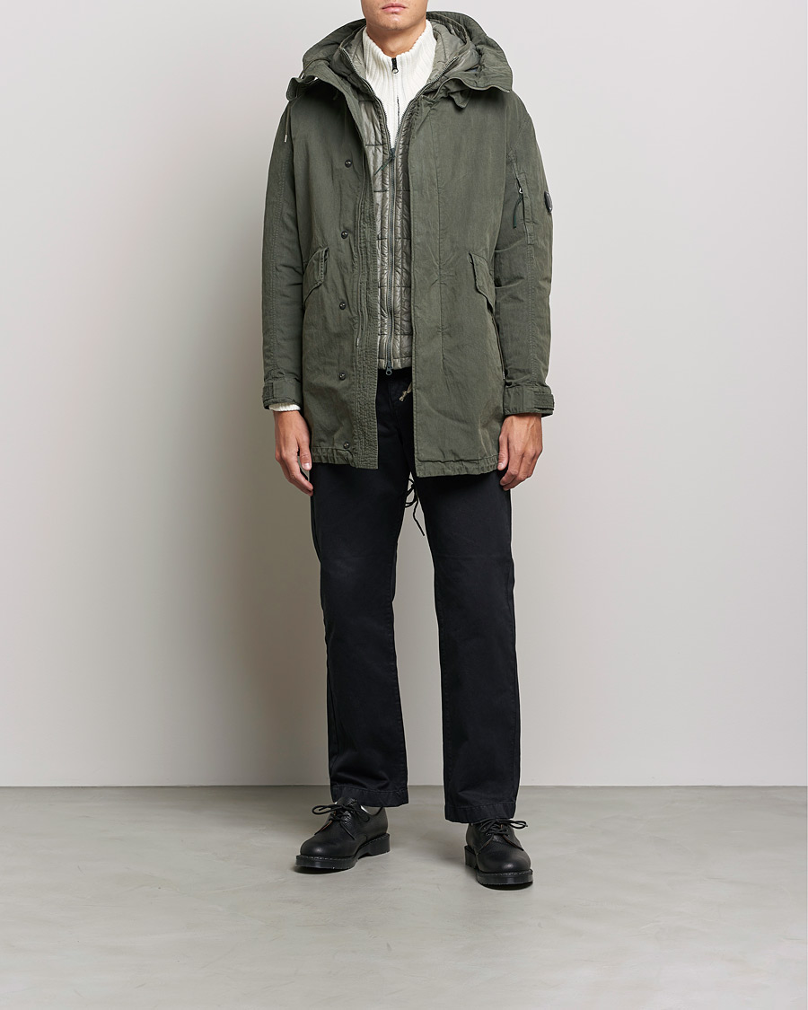 Herren | Jacken | C.P. Company | 50 Fili Garment Dyed Cotton/Nylon 2 in 1 Parka Green
