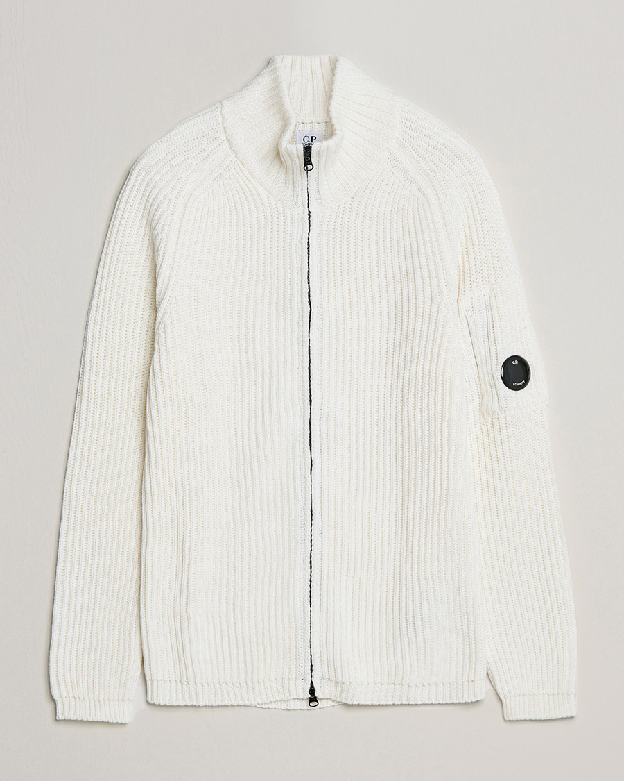 Herren | Pullover | C.P. Company | Merino Wool Full Zip Lens Cardigan White