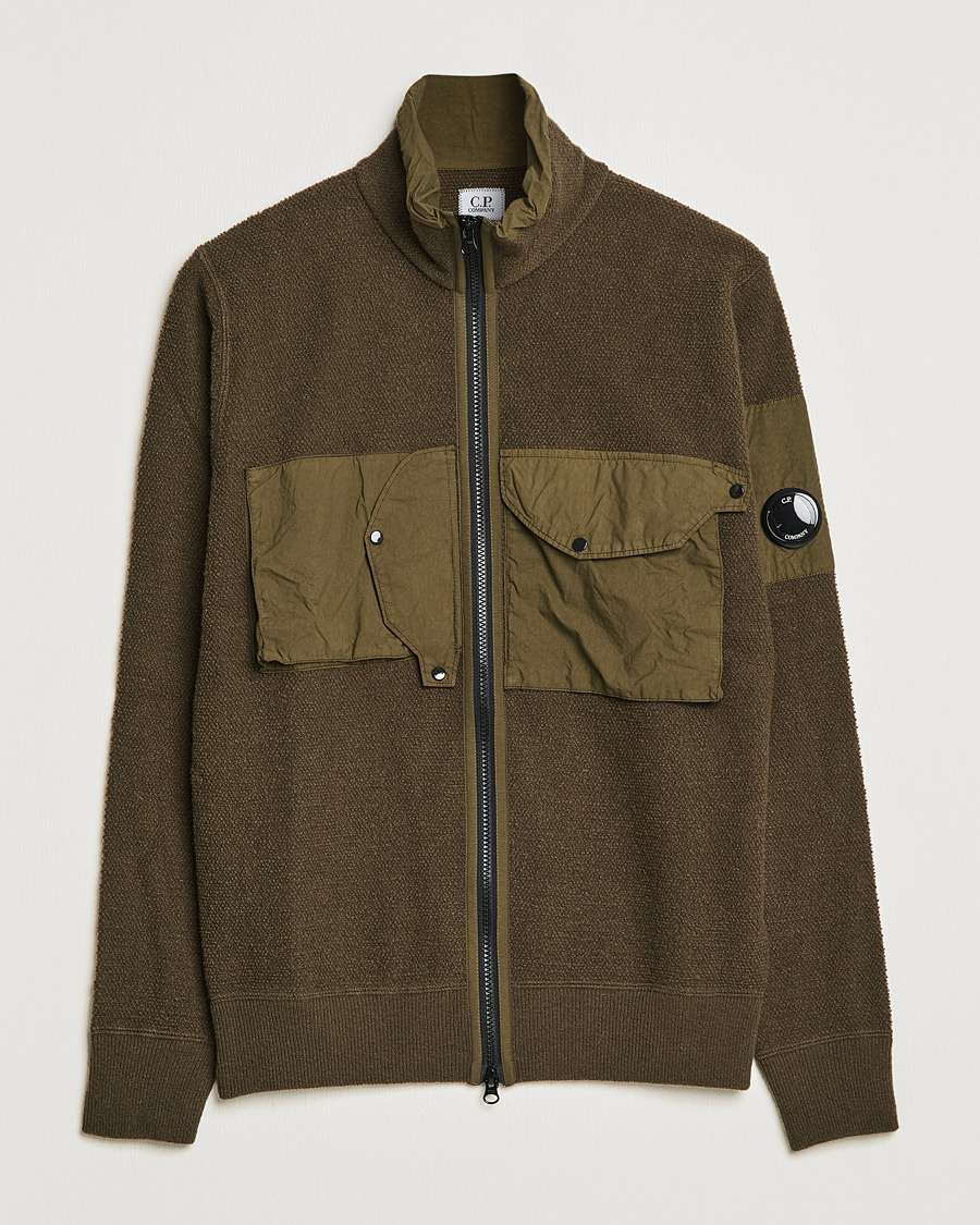 Herren | Pullover | C.P. Company | Lambswool Pocket Full Zip Sweat Green