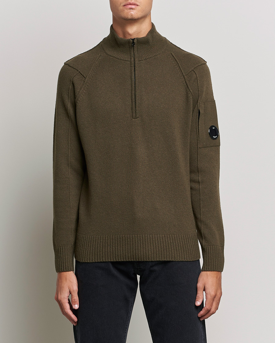 Herren | Pullover | C.P. Company | Lambswool Lens Half Zip Ivy Green