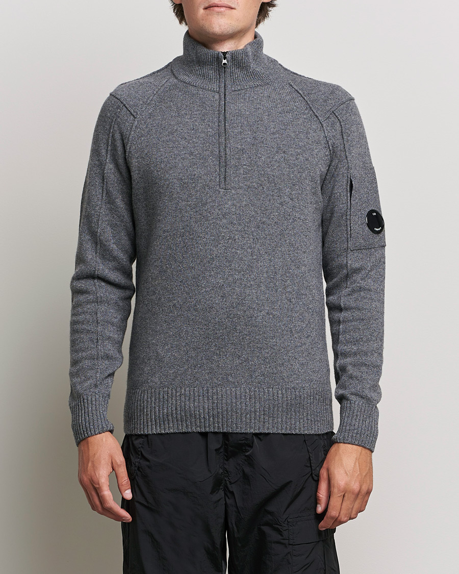 Herren | Pullover | C.P. Company | Lambswool Lens Half Zip Grey Marl