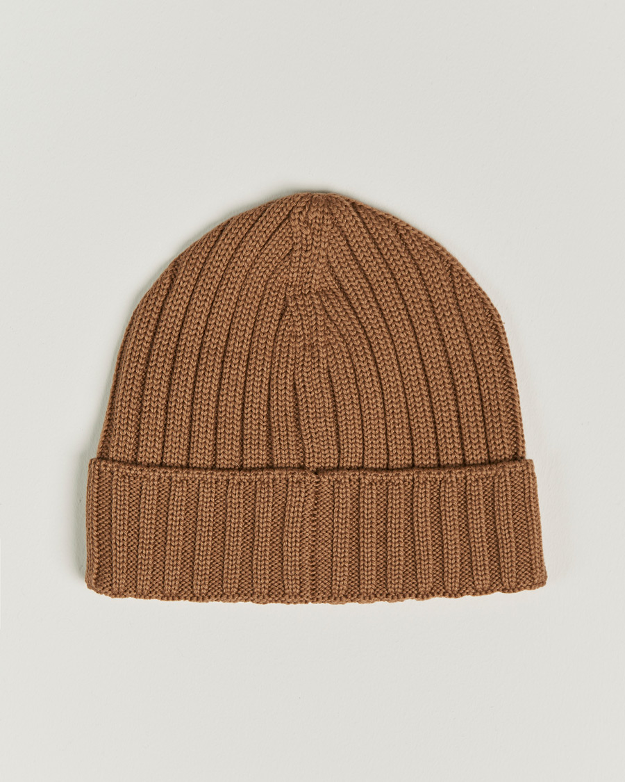 Herren | C.P. Company Knitted Merino Logo Beanie Brown | C.P. Company | Knitted Merino Logo Beanie Brown