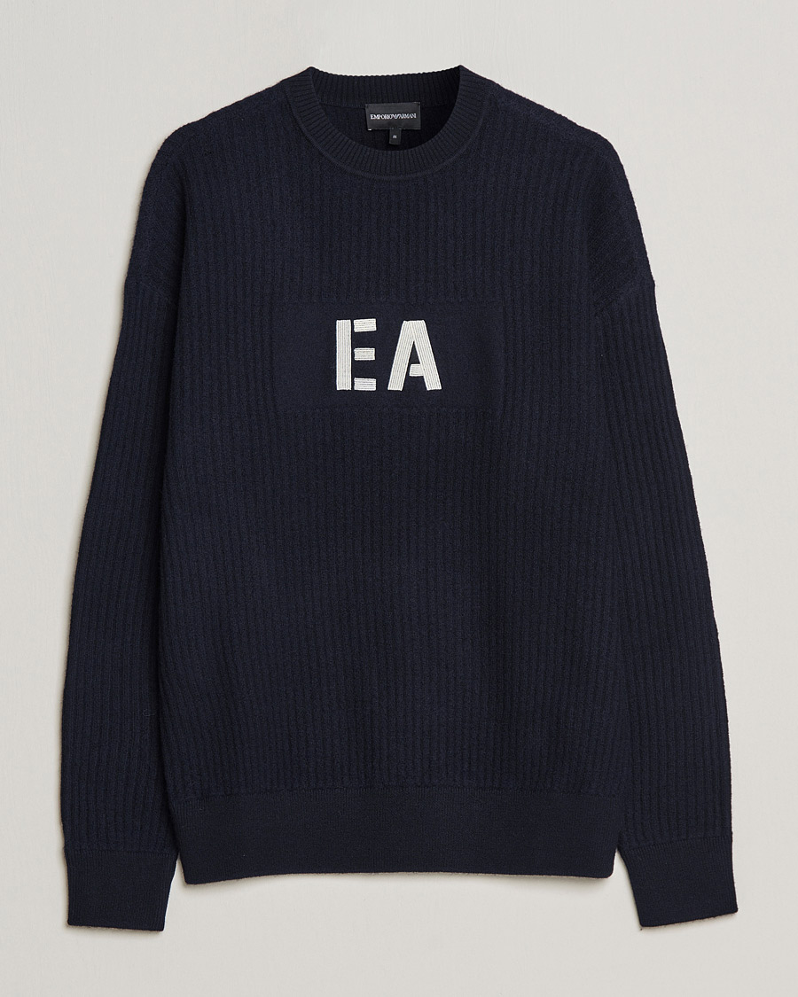 Herren | Pullover | Emporio Armani | Wool Logo Sweater Navy
