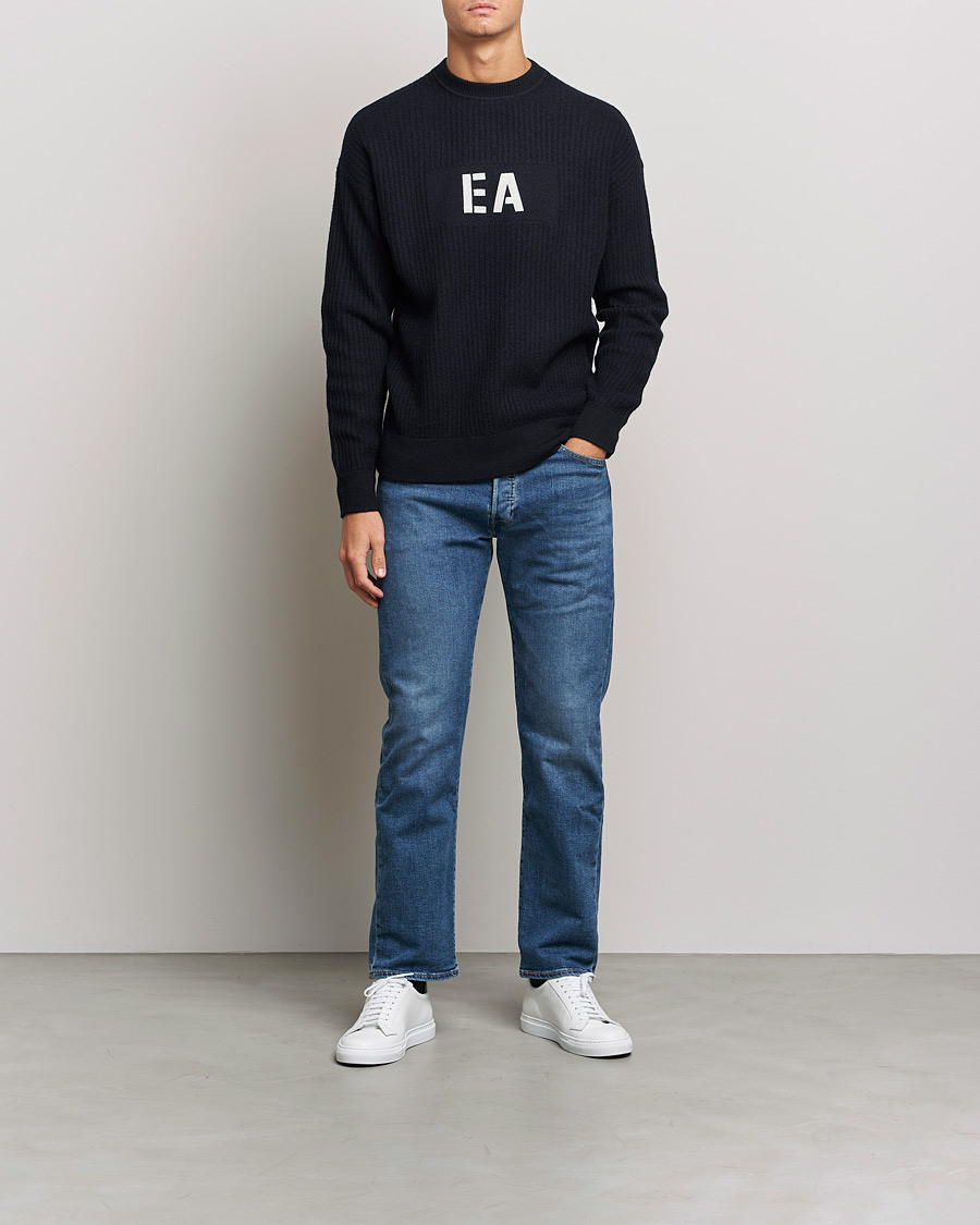 Herren | Pullover | Emporio Armani | Wool Logo Sweater Navy