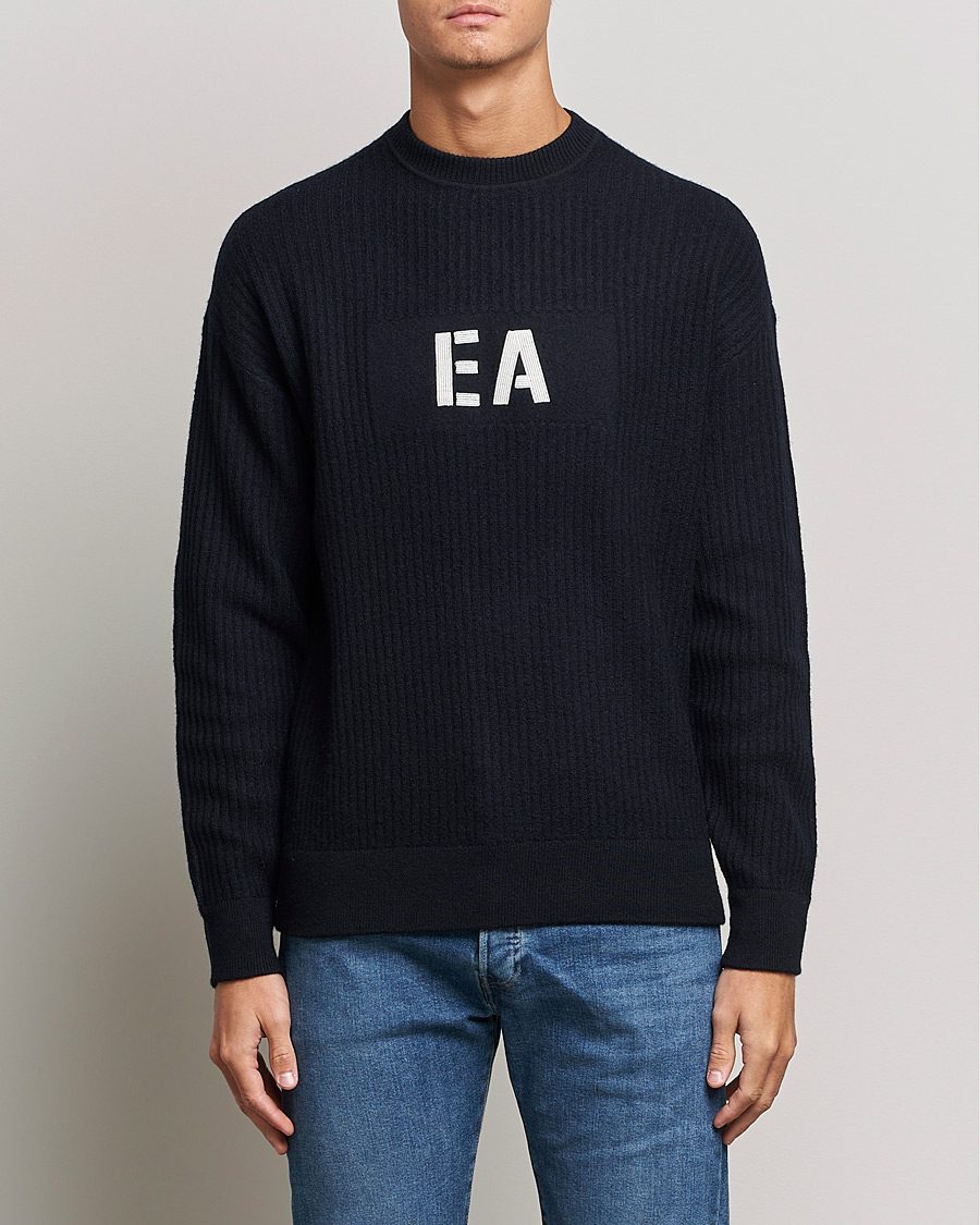Herren | Pullover | Emporio Armani | Wool Logo Sweater Navy