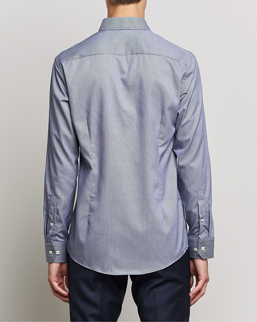 Herren | Hemden | Eton | Striped Fine Twill Slim Shirt Navy Blue