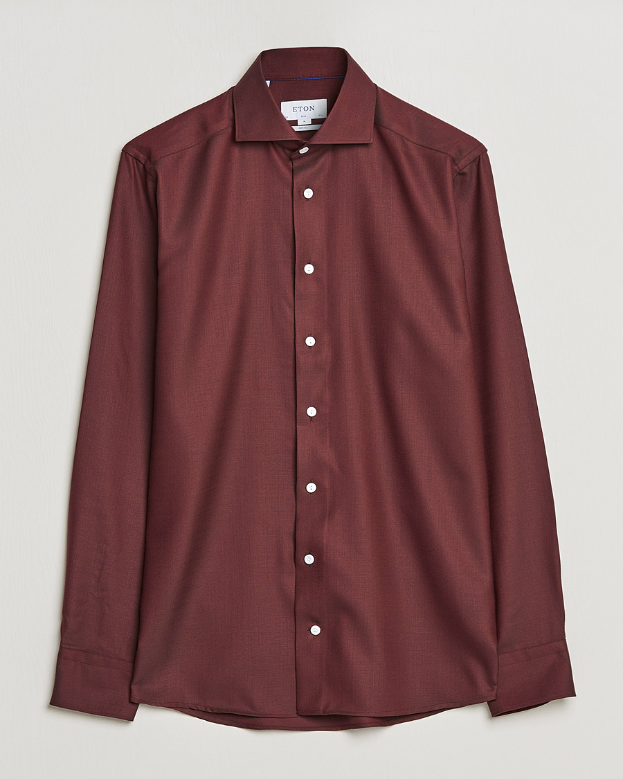 Herren | Hemden | Eton | Merino Wool Shirt Mid Red