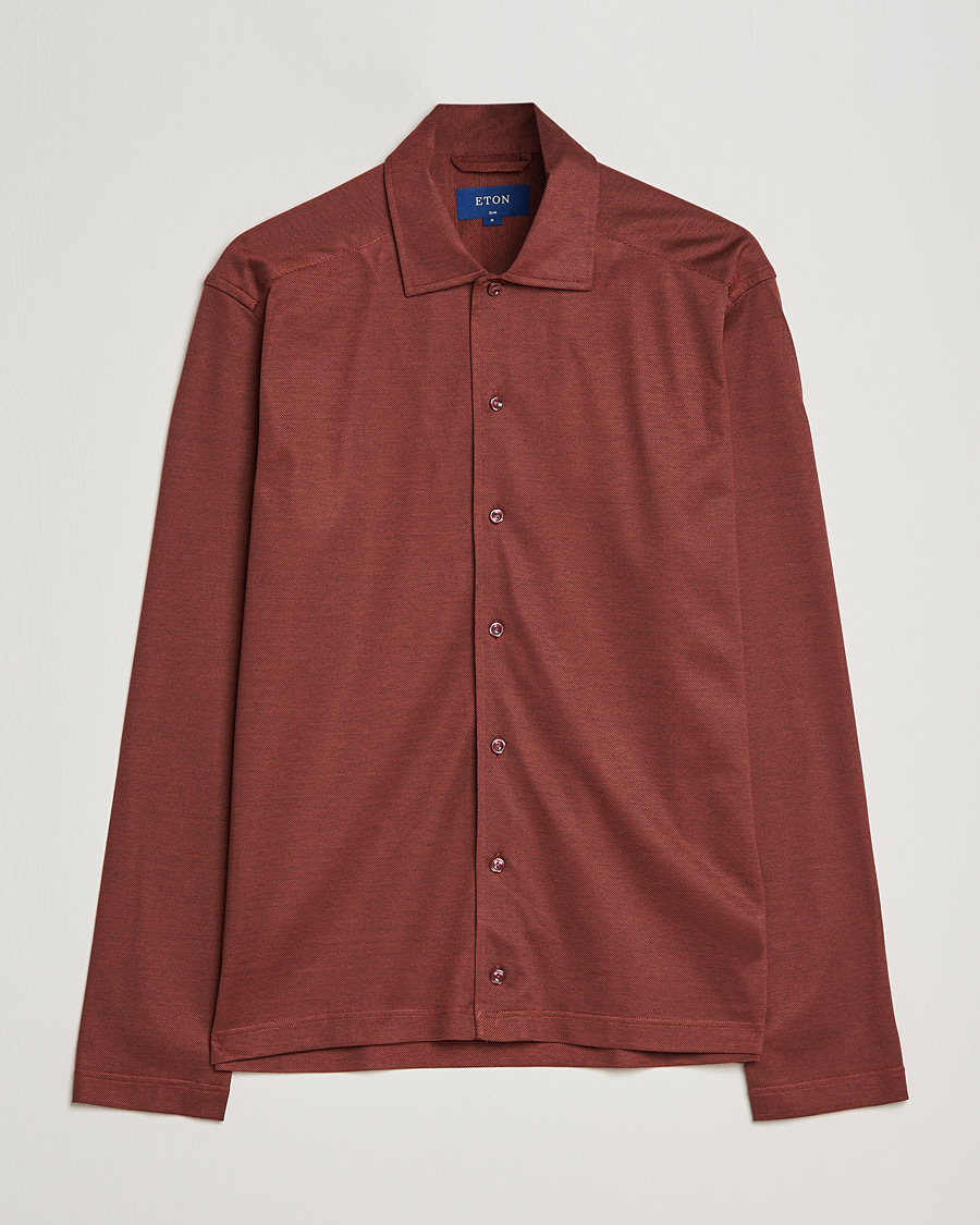 Herren | Pullover | Eton | Oxford Pique Shirt Mid Red