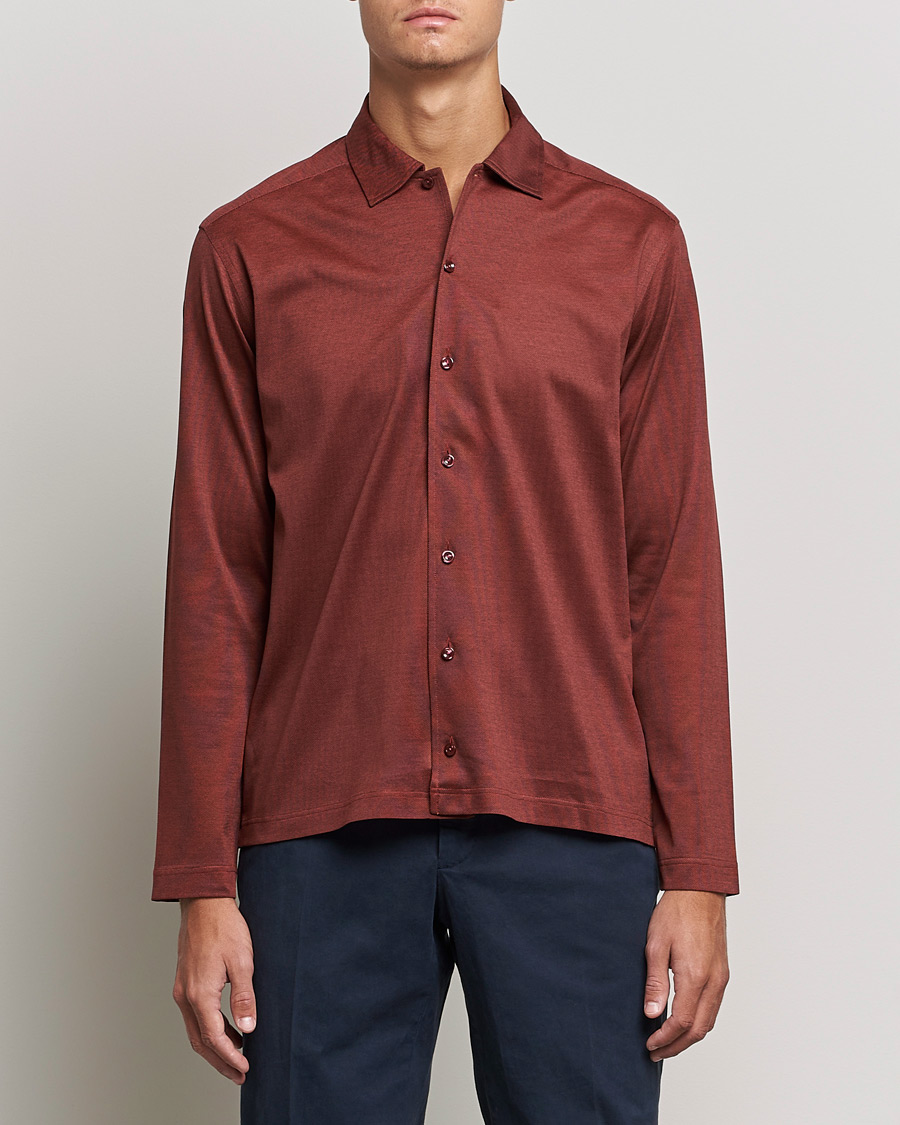 Herren | Pullover | Eton | Oxford Pique Shirt Mid Red