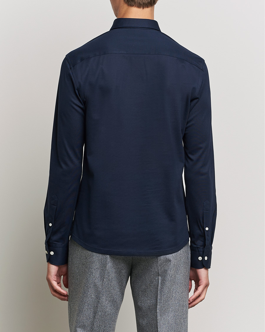 Herren | Pullover | Eton | Slim Fit Cotton Piqué Popover Shirt Navy