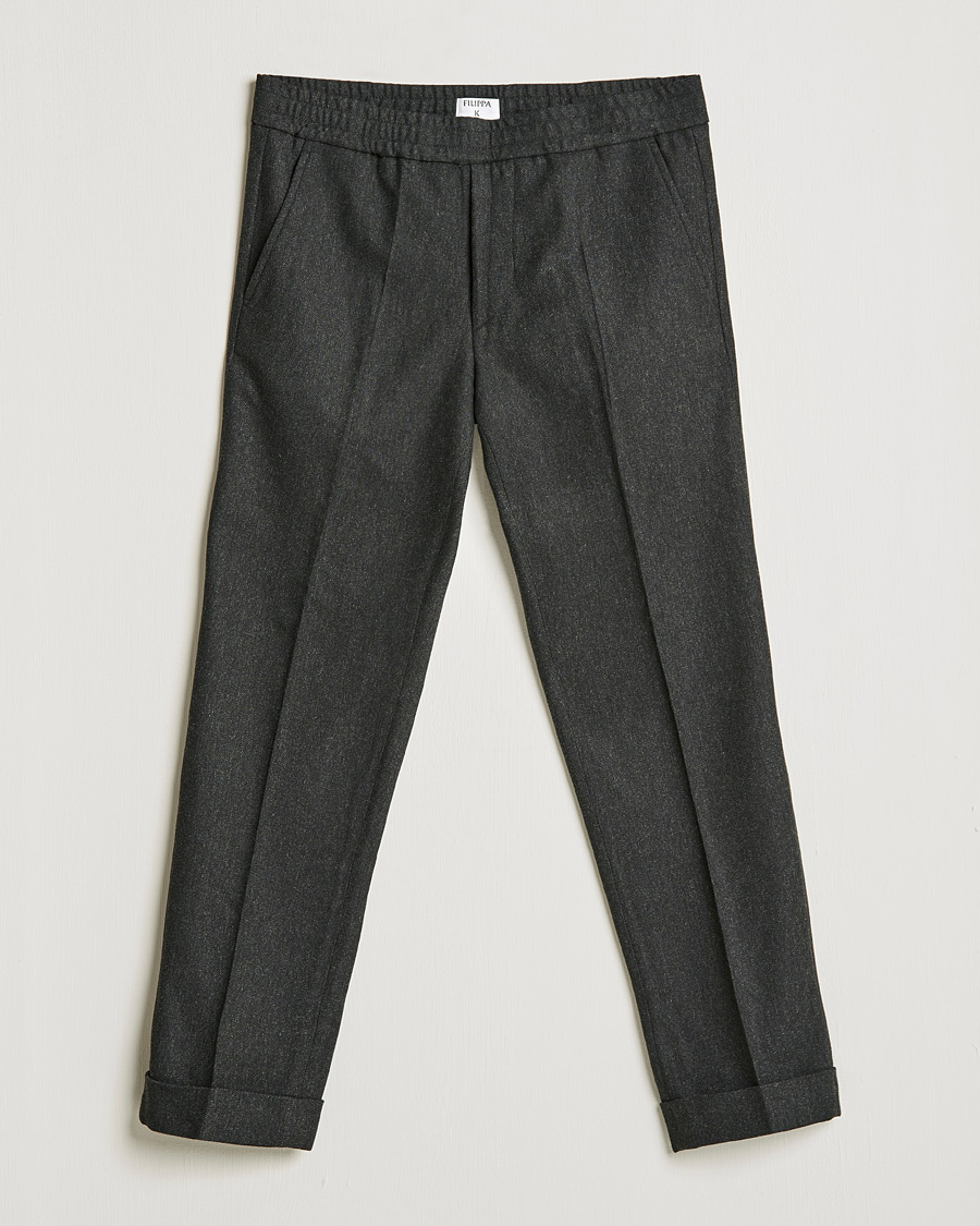 Herren | Hosen | Filippa K | Terry Flannel Trousers Dark Grey Mel