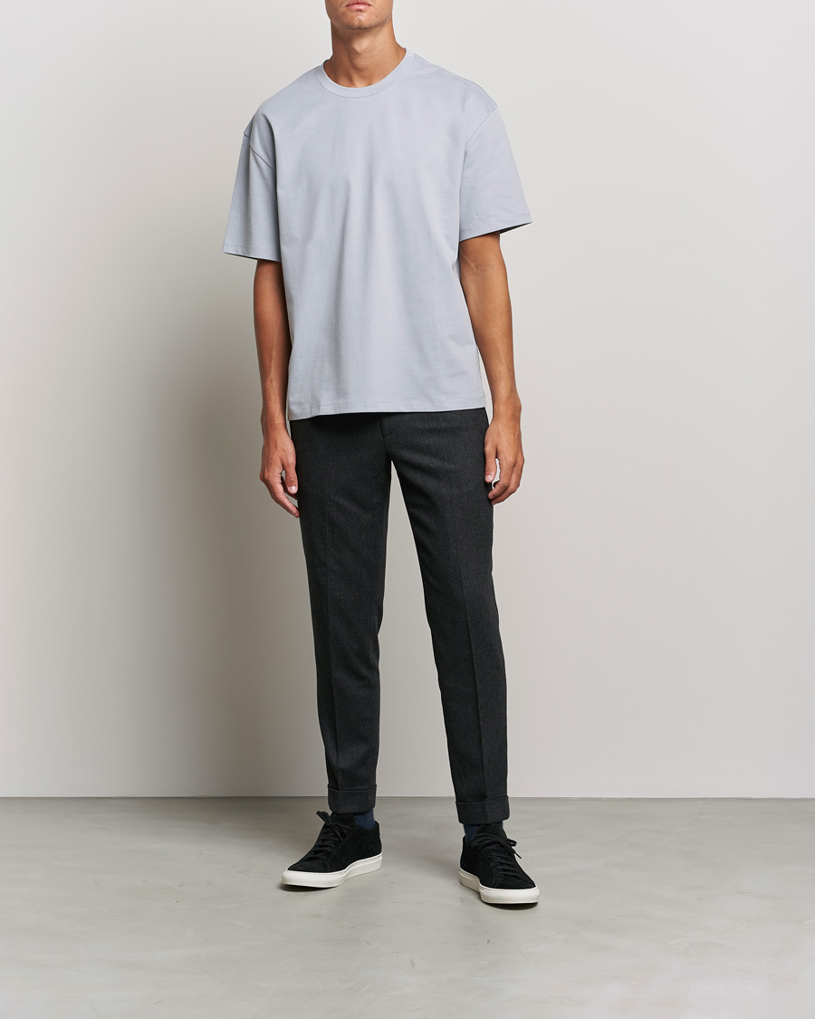 Herren | Hosen | Filippa K | Terry Flannel Trousers Dark Grey Mel