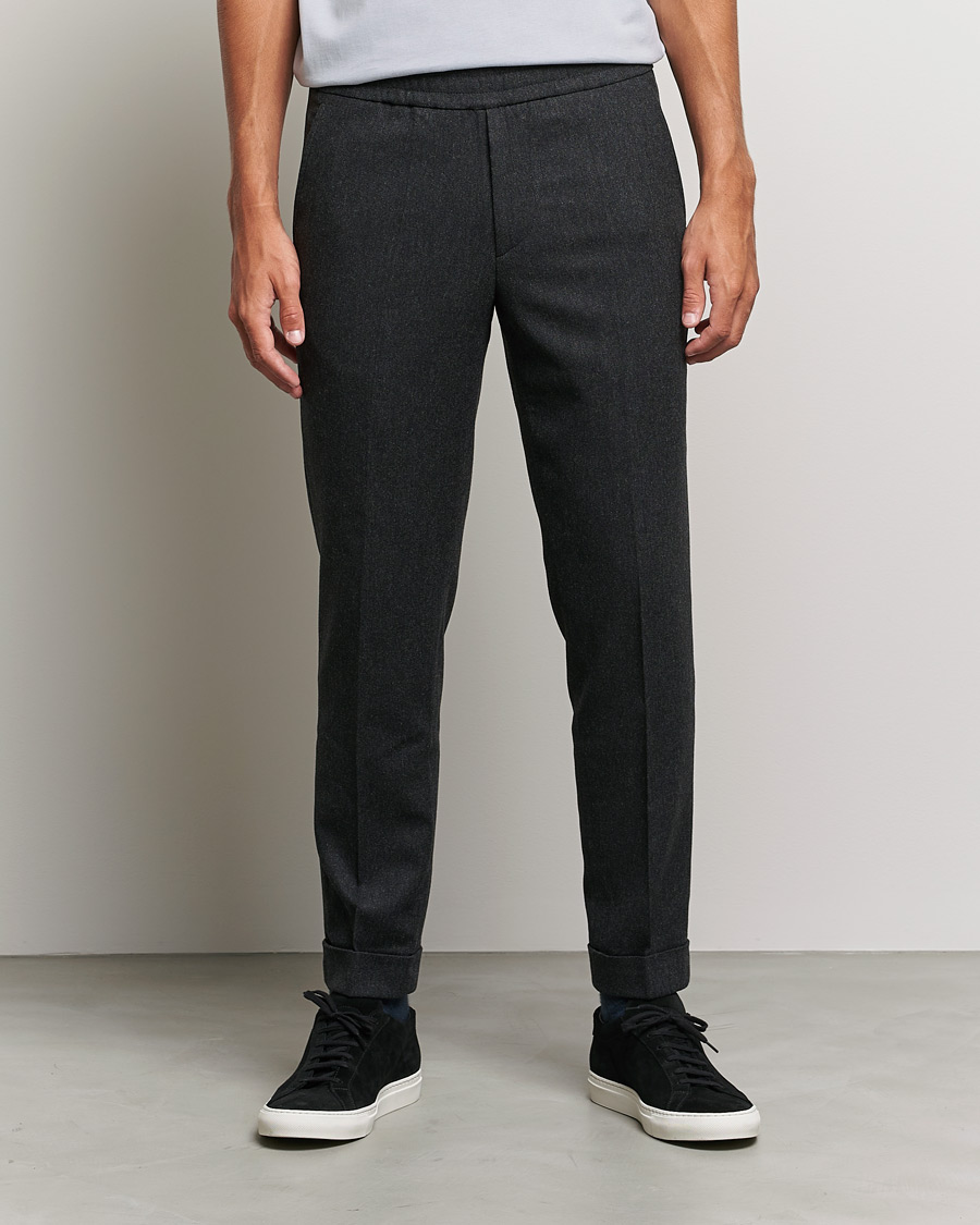 Herren | Hosen | Filippa K | Terry Flannel Trousers Dark Grey Mel