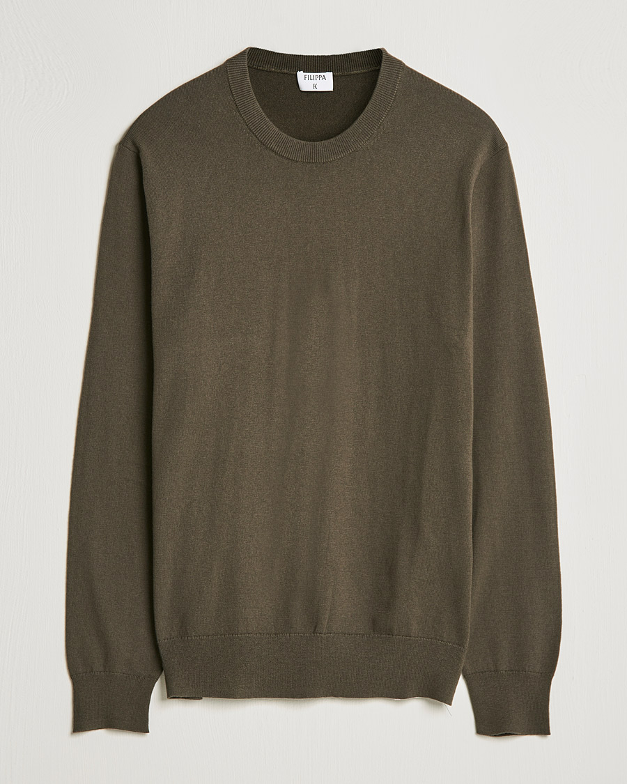Herren | Pullover | Filippa K | Cotton Merion Sweater Dark Forest Green