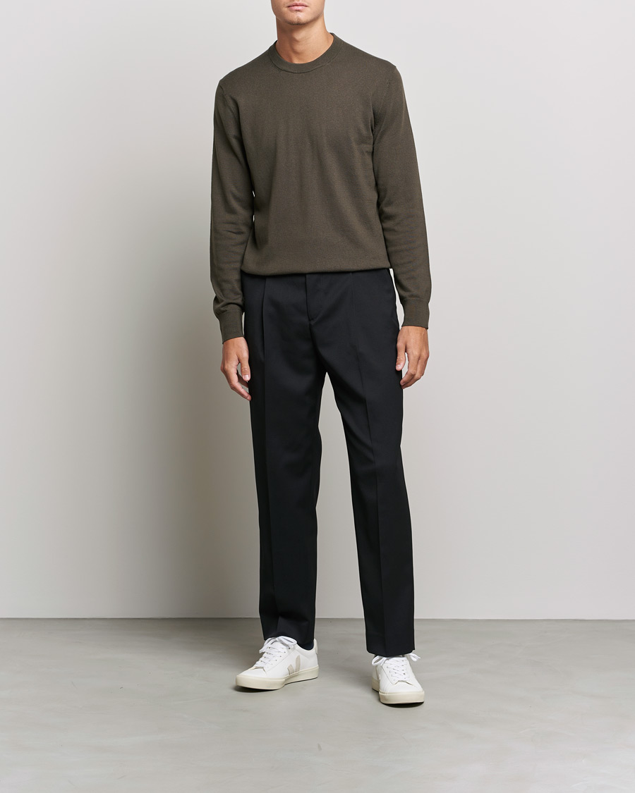 Herren | Pullover | Filippa K | Cotton Merion Sweater Dark Forest Green