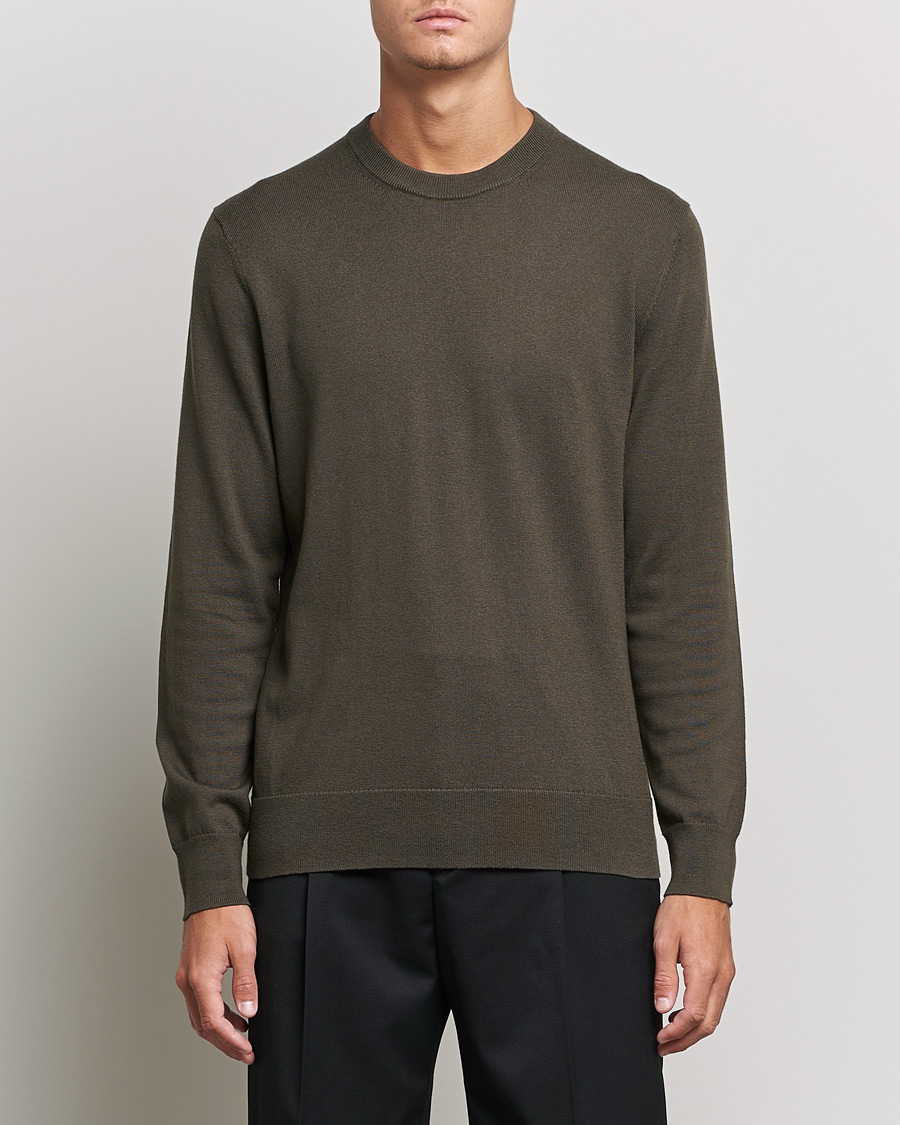 Herren | Pullover | Filippa K | Cotton Merion Sweater Dark Forest Green