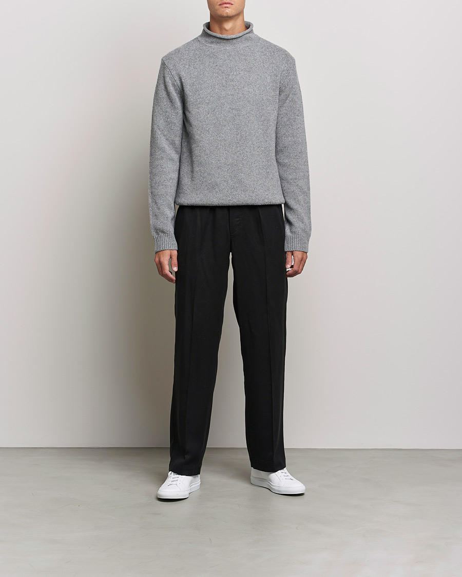 Herren | Pullover | Filippa K | Milo Wool Cashmere Sweater Mid Grey Melange