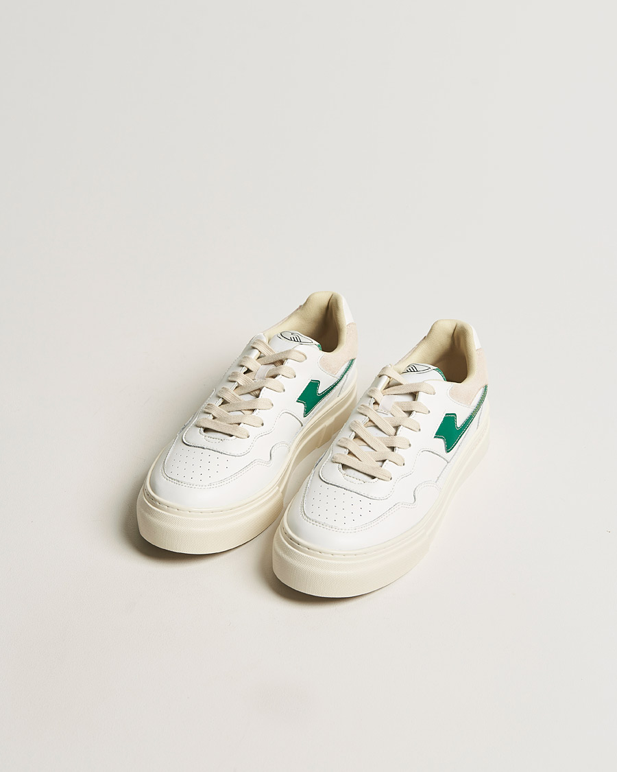 Herren | Stepney Workers Club Pearl S-Strike Leather Sneaker White Green | Stepney Workers Club | Pearl S-Strike Leather Sneaker White Green