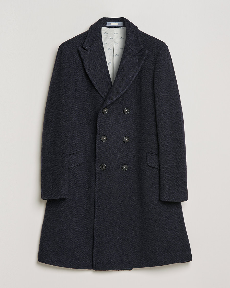 Herren | Jacken | Massimo Alba | Oversize Wool Herringbone Coat Dark Navy