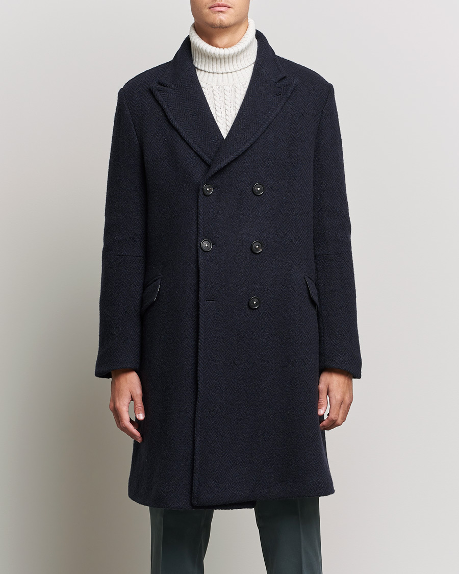Herren | Jacken | Massimo Alba | Oversize Wool Herringbone Coat Dark Navy